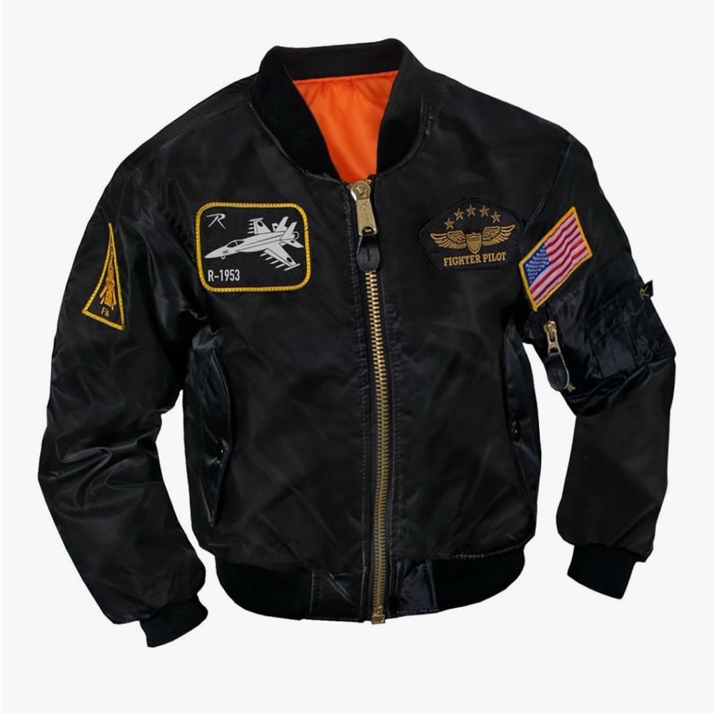 Kids Black Fighter Pilot Bomber Jacket from Rothco